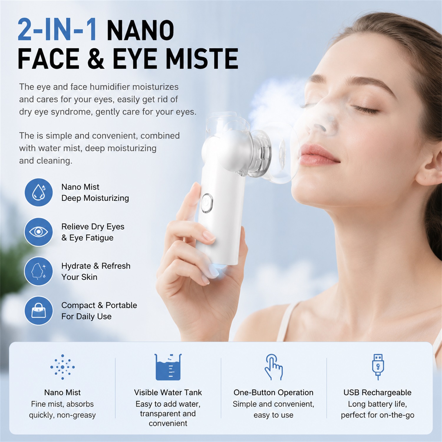Face Steamer - 2-в-1: сетчатый паровой прибор для ухода